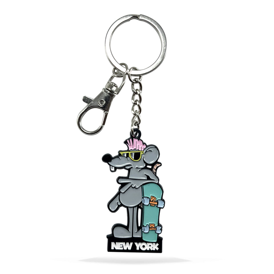 NYC Street Rat Enamel Keychain