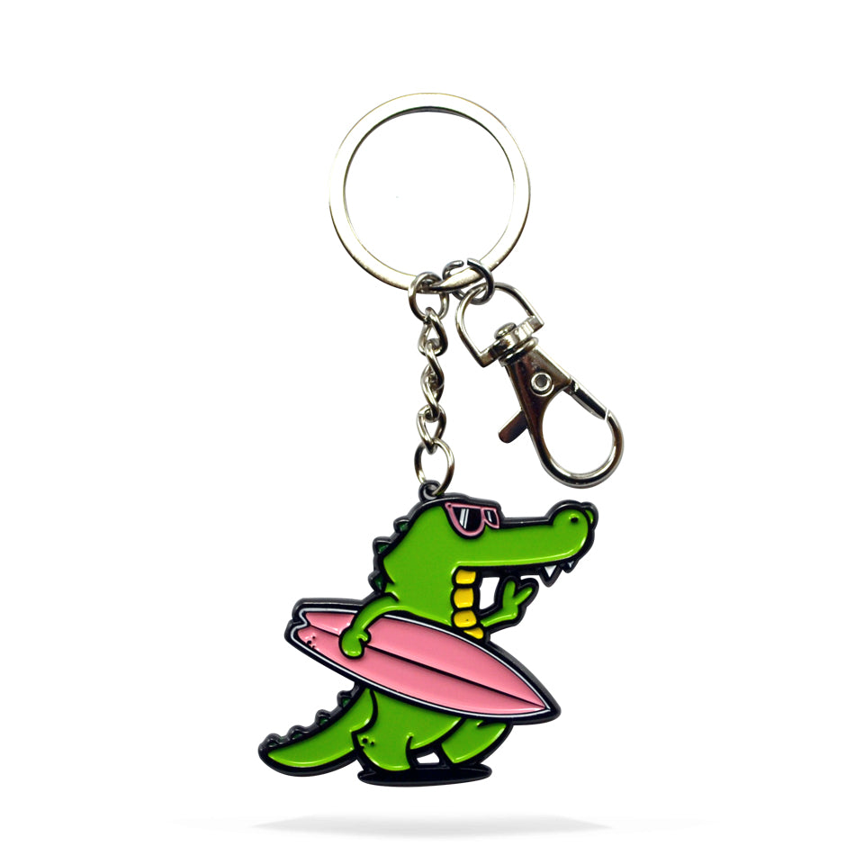 Surf Gator Enamel Keychain