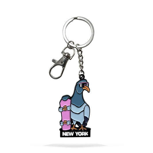 NYC Skater Pigeon Enamel Keychain