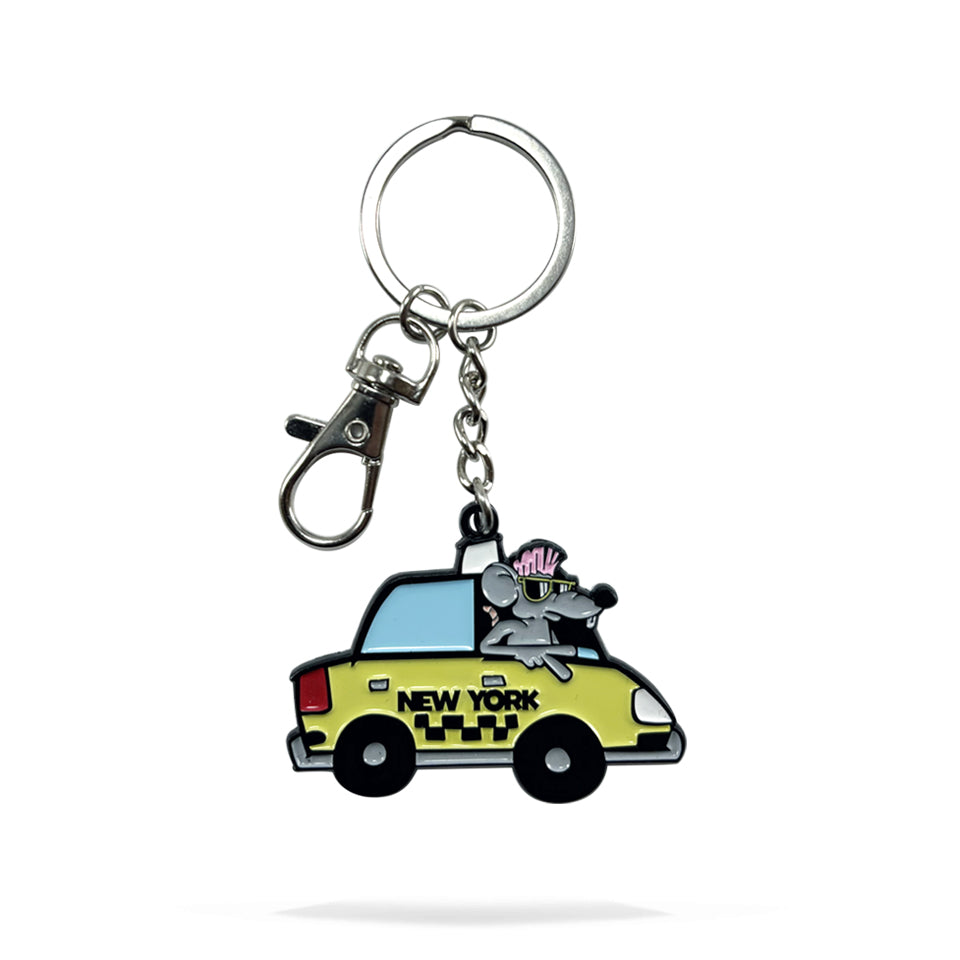 NYC Rat Taxi Enamel Keychain