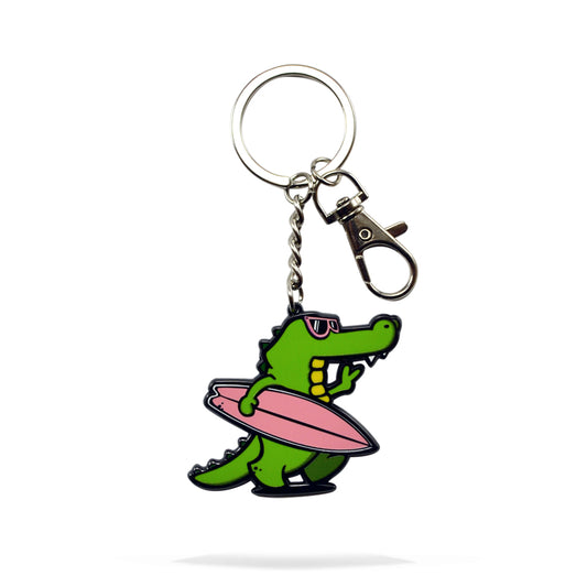 Surf Gator Enamel Keychain